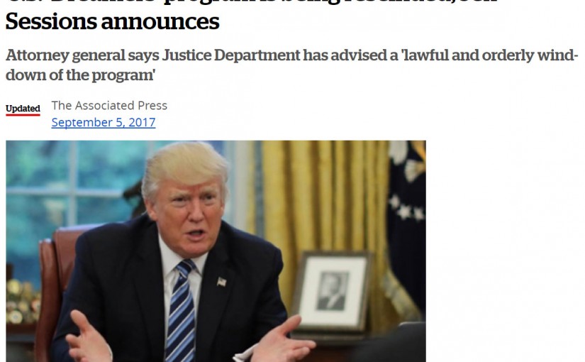 特朗普廢除”夢想計劃” 童年入境也將遭遣返