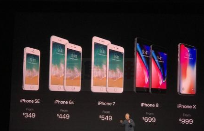 iPhone X 64GB 999美元