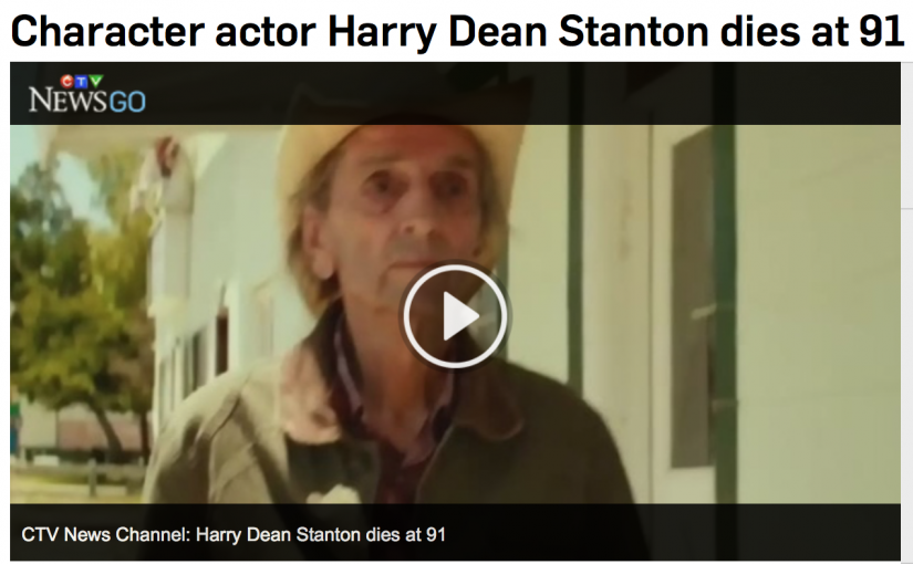 好萊塢資深演員Harry Dean Stanton去世 終年91歲