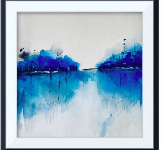 徐靜蕾曬水墨山水畫作品 色調清新文藝範十足