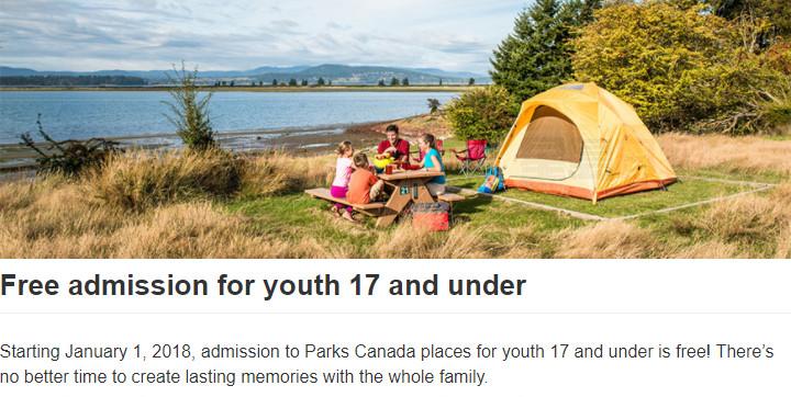 明年加拿大所有公園對17歲以下青少年免費開放