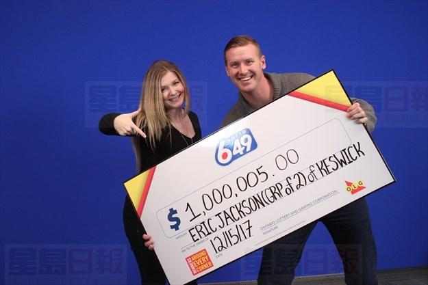 約克區一對男女贏得649彩票100萬元獎金！