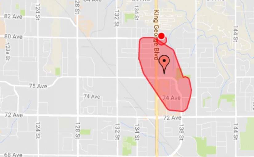 卑詩省素里市紐頓區大停電