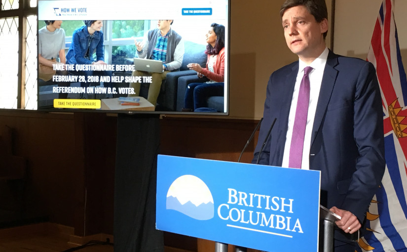 卑詩省選改革公投咨詢月內結束 尹大衛鼓勵省民踴躍參與