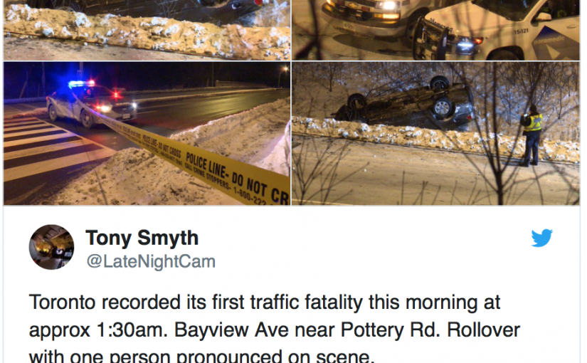 多倫多新年第一例死亡：司機翻車