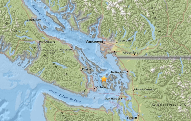 美國華盛頓州San Juan島發生3.2級地震 無人受傷