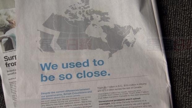 卑詩刊登全版廣告 亞省爭取支持橫山計劃