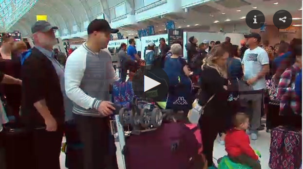 多倫多極端天氣讓旅客受困 機場航班現“多米諾骨牌”式延誤