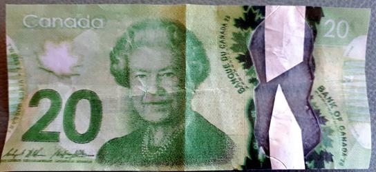 阿波斯福出現面額20元偽鈔