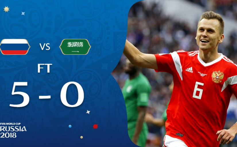 世界盃首場比賽俄羅斯5比0大勝沙特阿拉伯