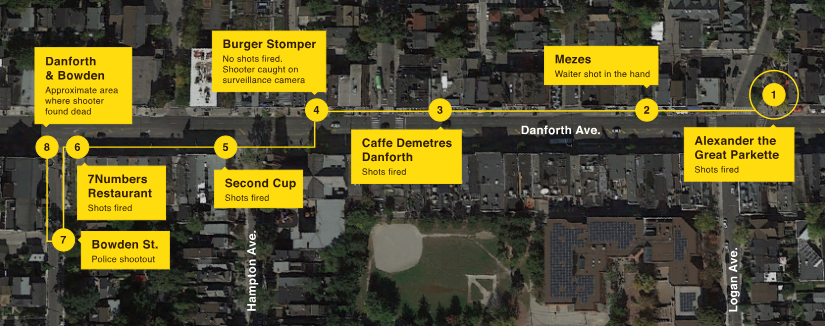 400米槍案路線：Danforth槍案是如何發生的？（圖）