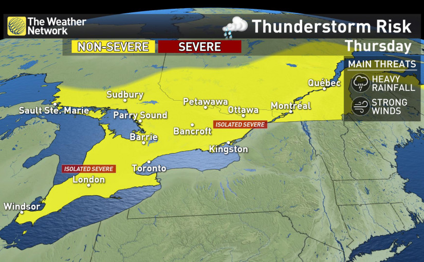 多倫多今日天氣：體感41度，雷暴、洪水預警！