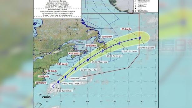 颶風克里斯登陸紐芬蘭 降級為熱帶風暴