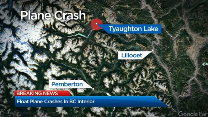 卑詩省內陸Lillooet以西有水上飛機墜毀 一死一失蹤