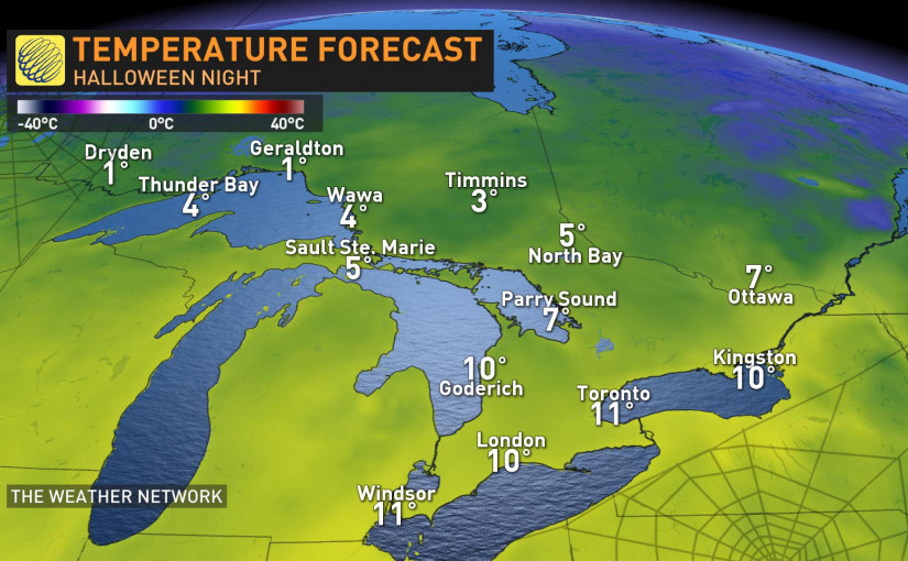 安省萬聖節天氣溫和有雨