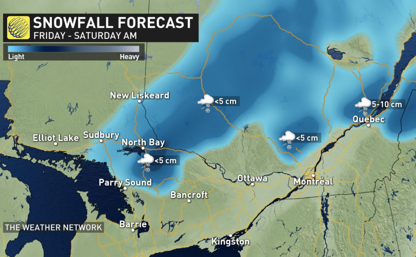 今天，安省這個地方積雪10～20釐米