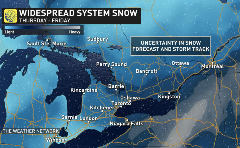 本週五，路面可能滿是融雪，Hwy 401以北積雪5釐米