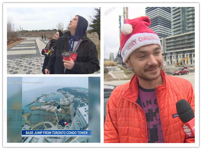 【視頻】聖誕節特技：多倫多男子從摩天高樓跳下