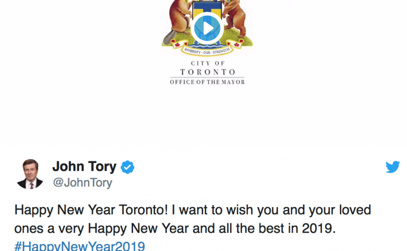 莊德利新年祝福 提到2018年多倫多改變