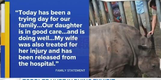 2歲女孩落入犀牛館受傷 佛州動物園：不會懲罰犀牛