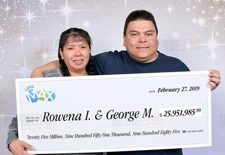 卑詩內陸夫婦贏取2,600萬元Lotto Max頭獎