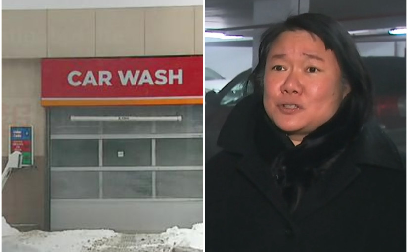 洗車站閘門從天降嚇懷女顧客    撞凹車頂6000元修車費追討無期