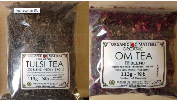 卑詩省兩款有機茶懷疑含沙門士菌要回收