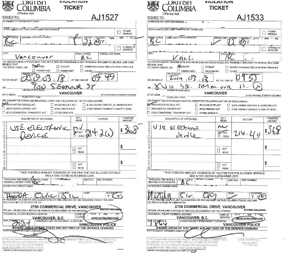溫哥華警方3月發出超過2,100張分心駕駛告票