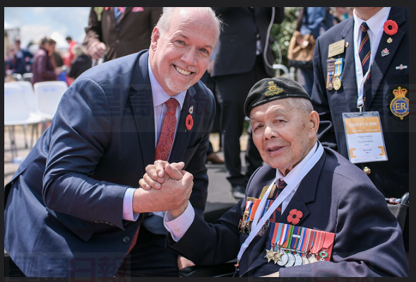 列治文華裔老兵周鏡球出席諾曼第戰役75周年紀念儀式