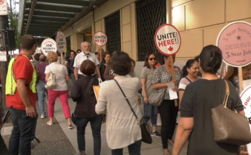 代表溫市中心4家酒店工人的工會決定罷工