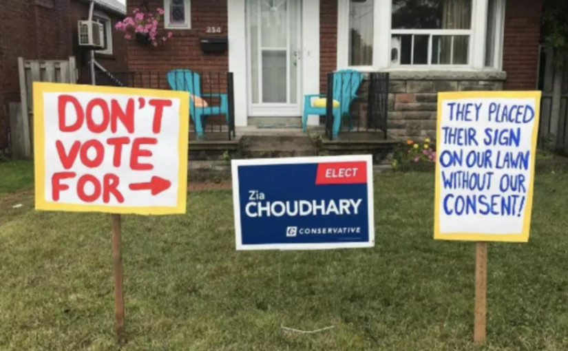 聯邦大選在即 居民投訴前院現非法競選標誌牌