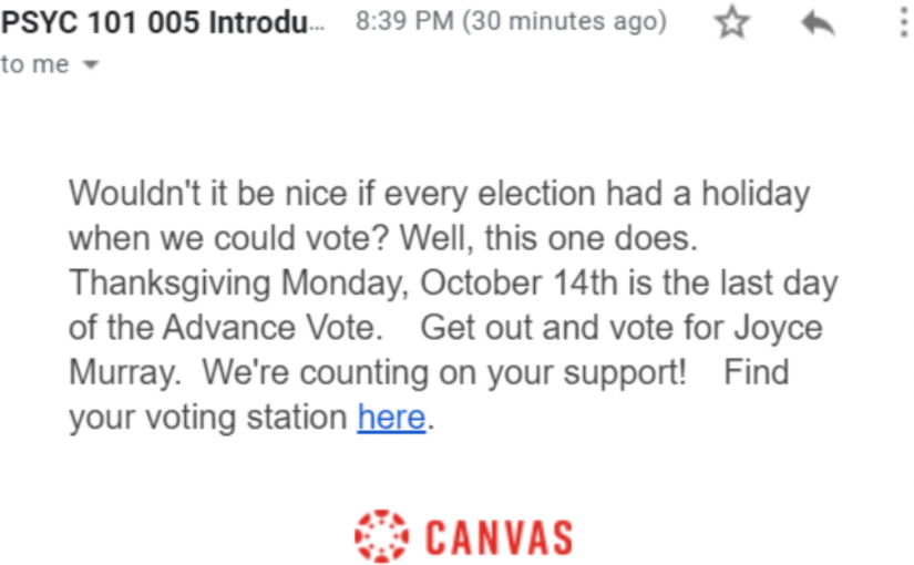 UBC講師錯誤地發出訊息要求學生投票給梅麗喬而道歉