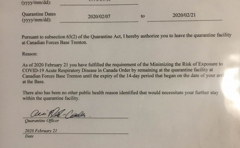 有從武漢撤僑回加的大溫華裔居民 周一恢復正常生活