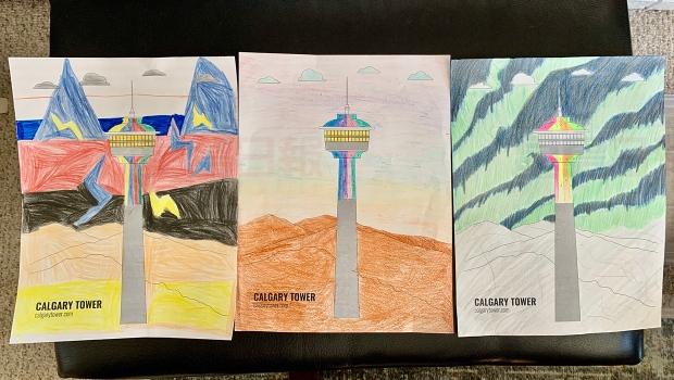 疫情宅家期間  卡加利塔舉行亮塔填色比賽