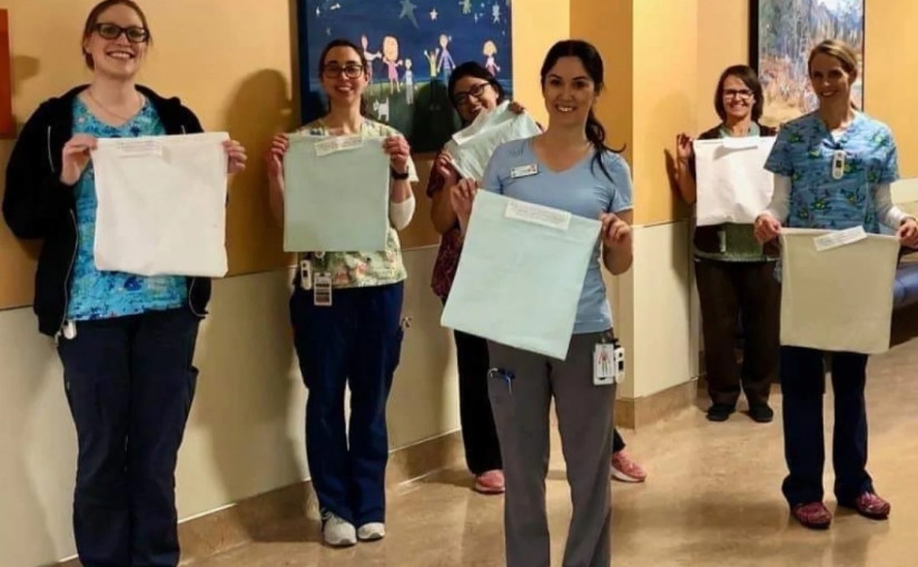 亞省本地團體為醫護人員縫制隔離布袋