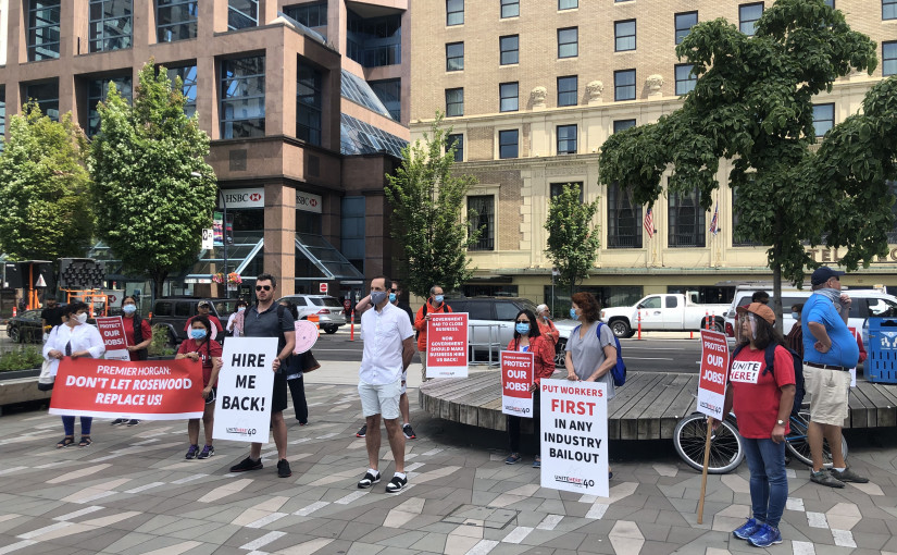 失業酒店員工溫市中心集會 呼籲省府保障員工重返崗位的權利