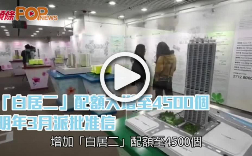 「白居二」配額大增至4500個  明年3月派批准信