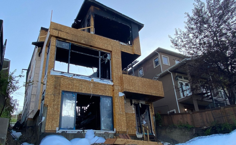 Bridgeland有一棟正在建造的房屋發生火災