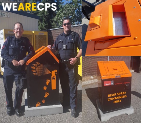 6個卡加利消防局安裝安全棄置防熊噴霧的收集箱