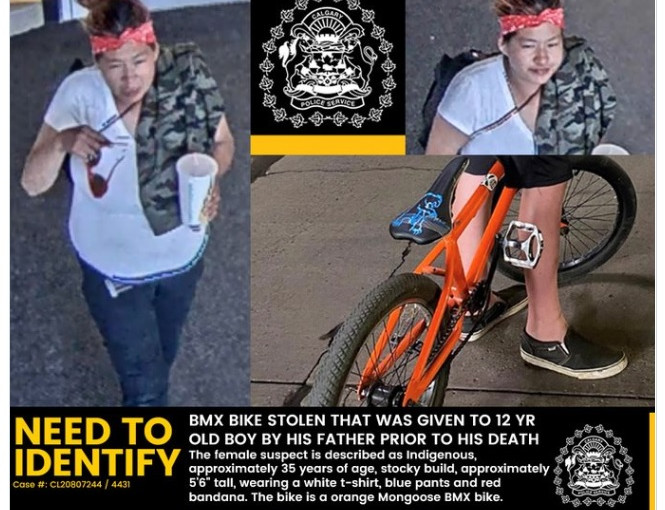 卡城警方正在找尋盜竊橙色BMW兒童自行車的嫌疑人