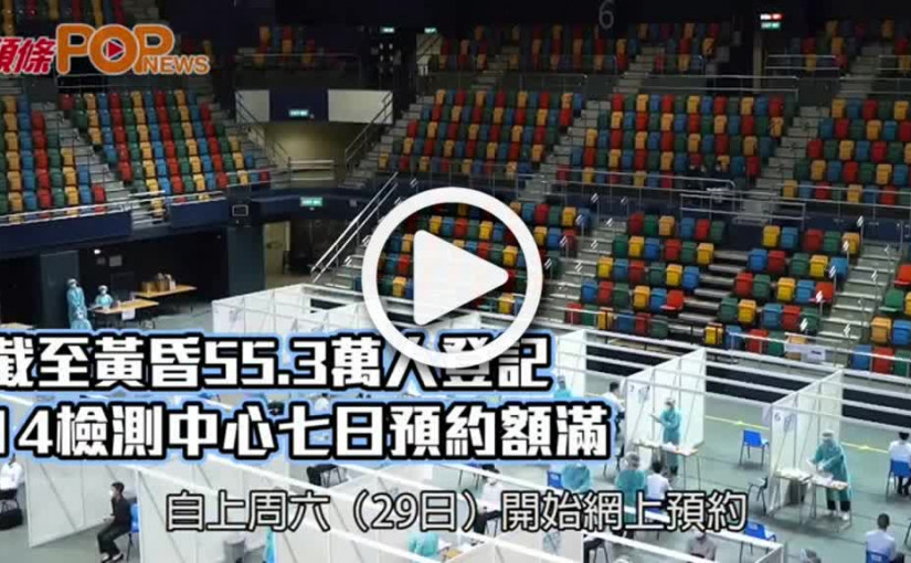 截至黃昏55.3萬人登記 14檢測中心七日預約額滿