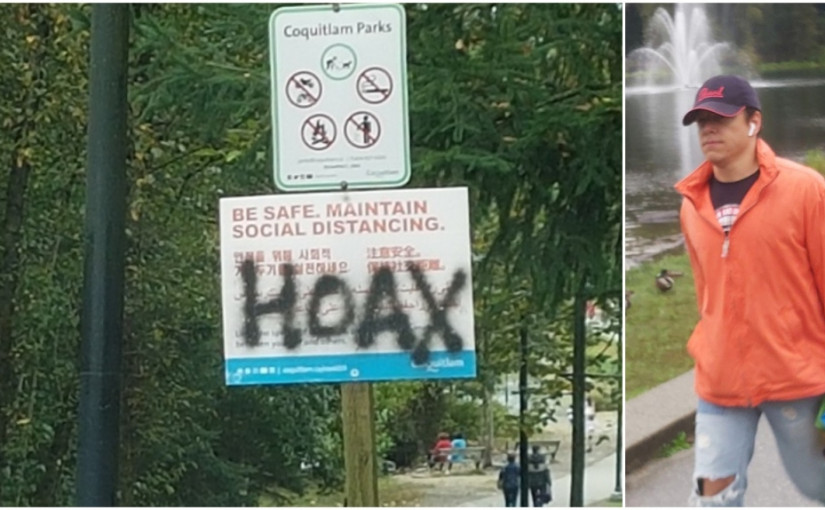 高貴林防疫告示牌被惡意破壞 警方追緝白人男子