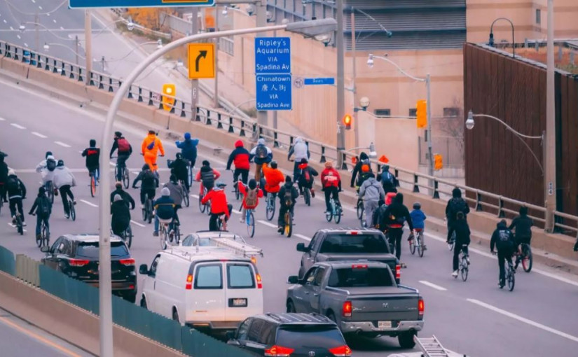【有片】數十人周末Gardiner騎單車 發起組織目標是吸引人關注