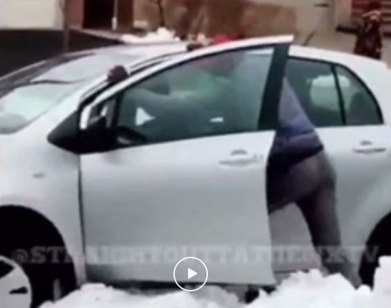 【有片】偷包裹賊敗走 汽車卡在雪堆 終被警方包圍拘捕