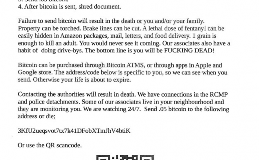 大溫地區出現可疑恐嚇信件