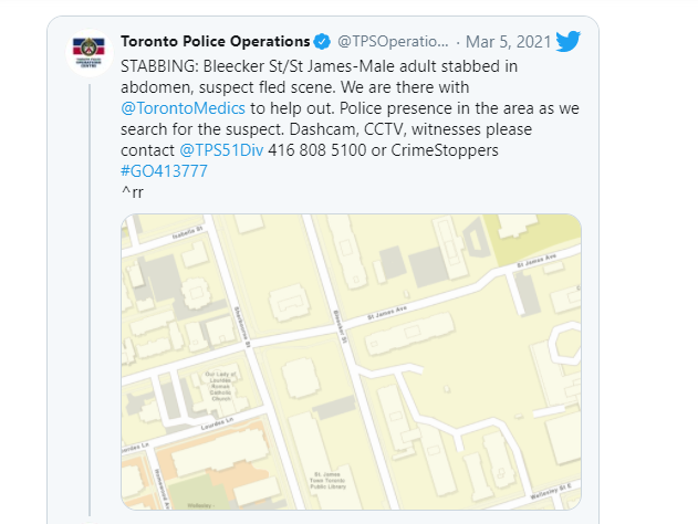 男子市中心被刺危殆 嫌犯逃離現場