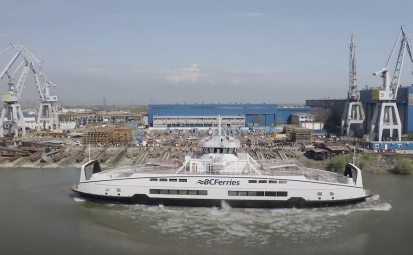 【視頻新聞】卑詩渡輪第6艘混電渡輪歐洲下水測試 預計2021年底交付
