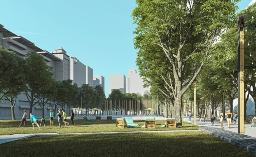 卡加利Eau Claire廣場 被砍伐的樹木可以重新用作家具