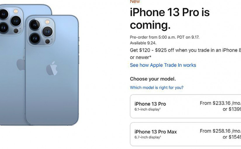 蘋果推全新iPhone 13系列手機 9月17日起預售