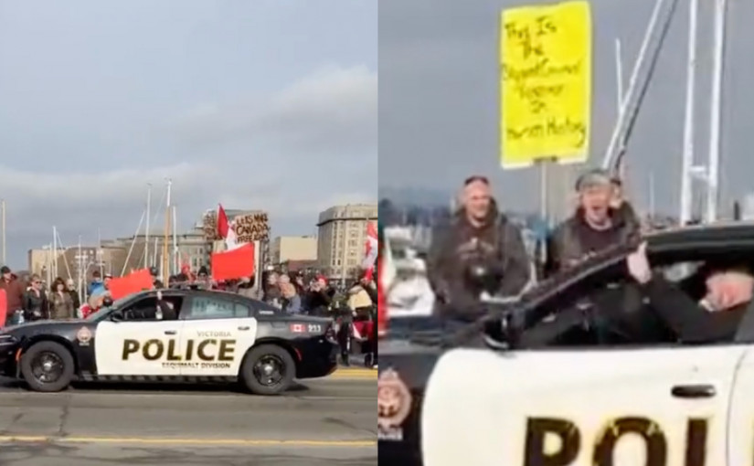 【視頻新聞】維多利亞警員像「自由車隊」示威人群豎大拇指惹爭議